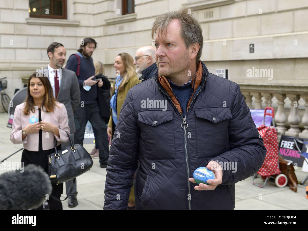 Richard Ratcliffe - husband of Nazanin Zaghari-Ratcliffe, detained in Iran - just before a meeting with Foreign Secretary Liz Truss on the fifth day o Stock Photo