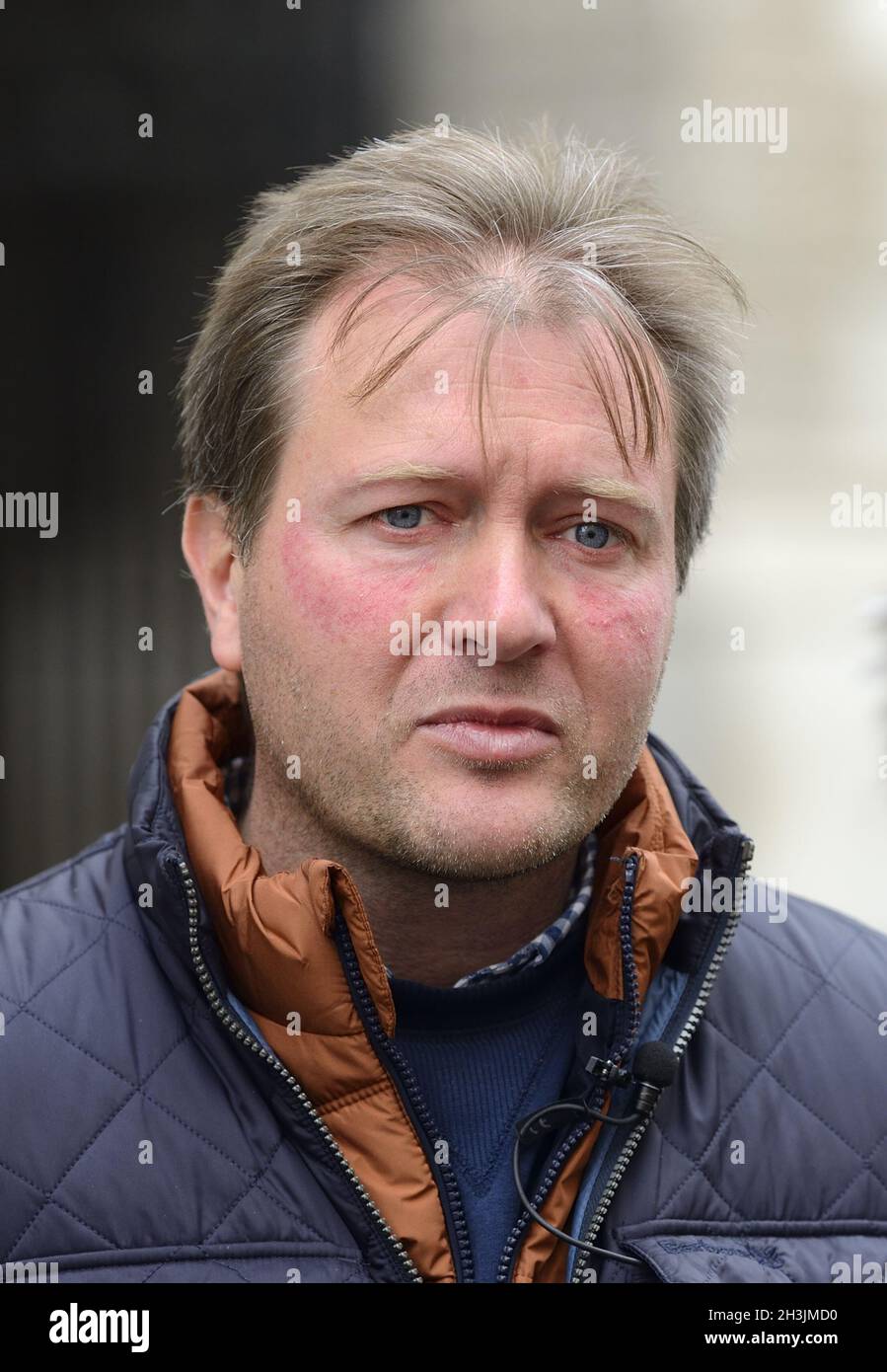 Richard Ratcliffe - husband of Nazanine Zaghari-Ratcliffe, detained in Iran - just before a meeting with Foreign Secretary Liz Truss on the fifth day Stock Photo