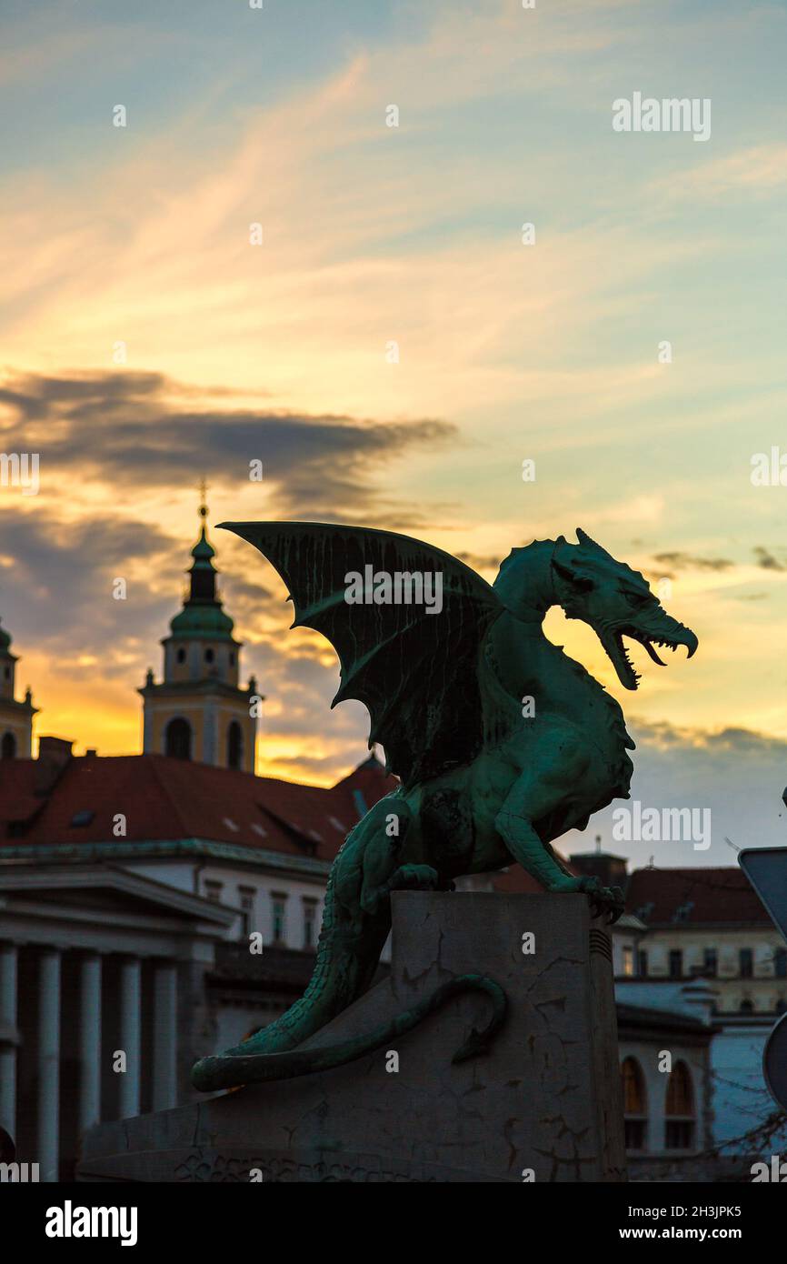 Dragon bridge in Ljubljana Stock Photo