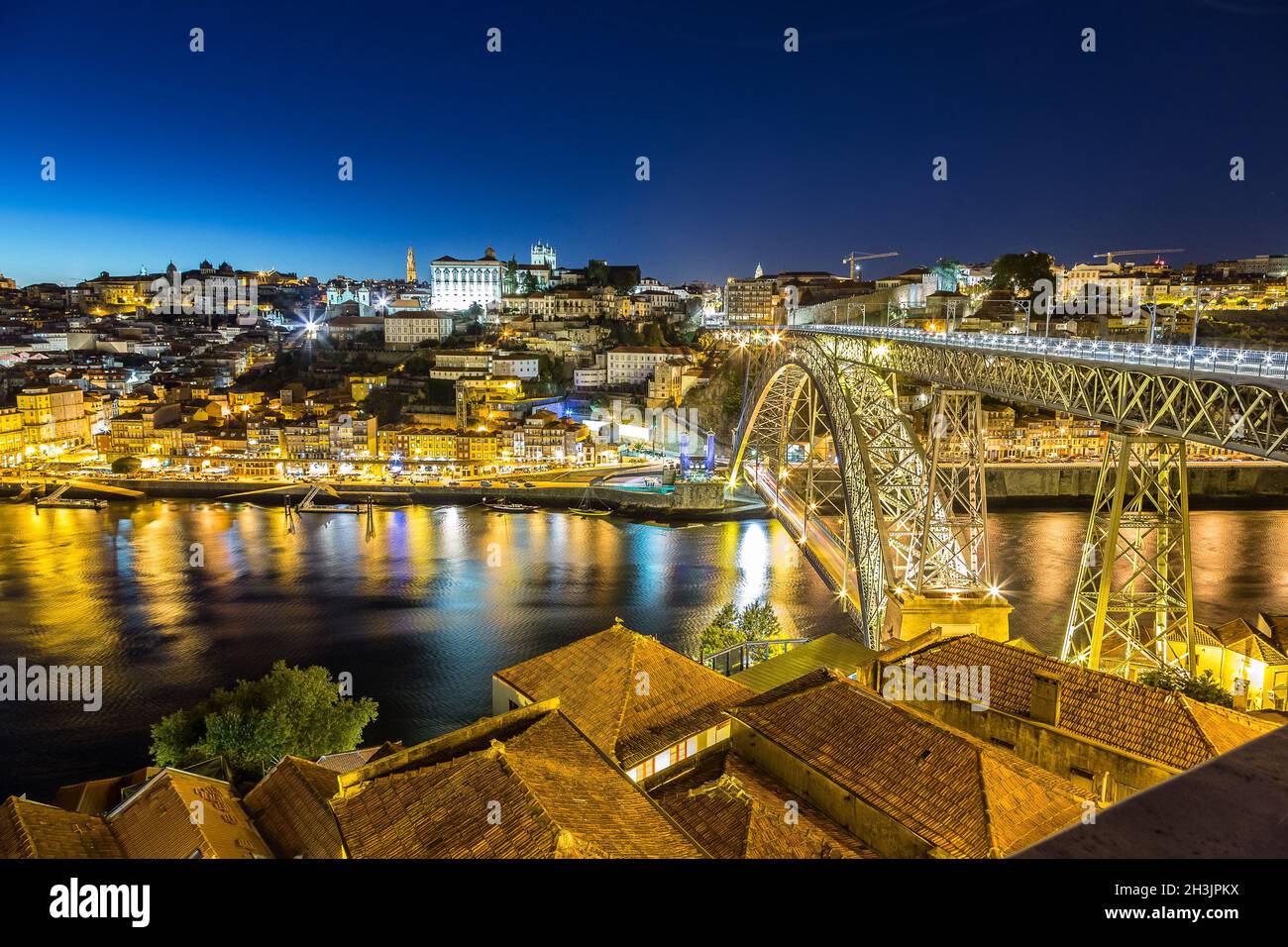 Porto in Portugal at night Stock Photo