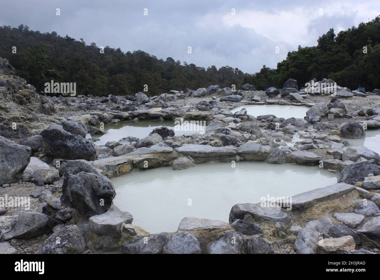 Hot spring in mountain area, Bandung, West Java, Indonesia Stock Photo