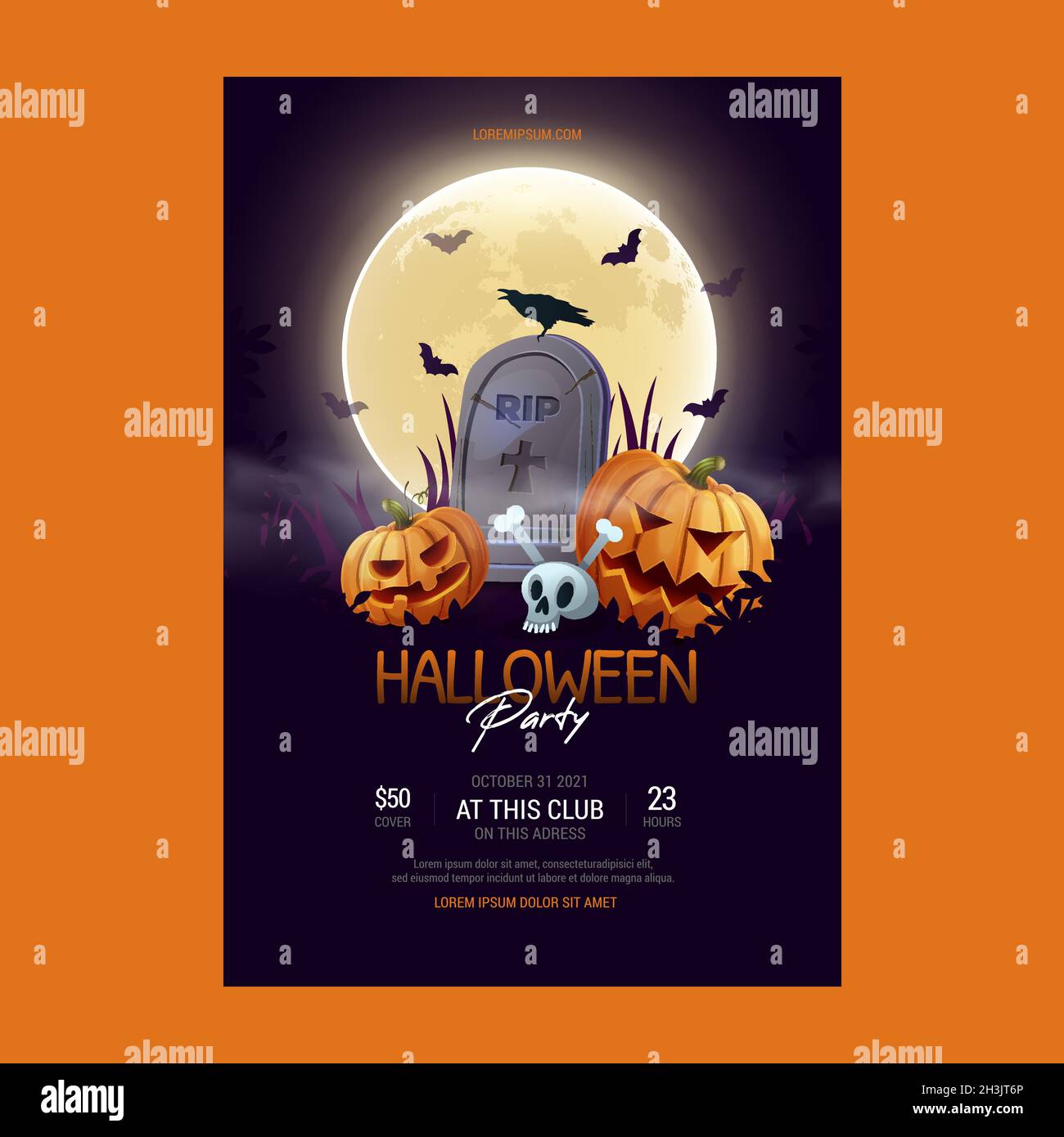 realistic halloween party vertical poster template vector design ...