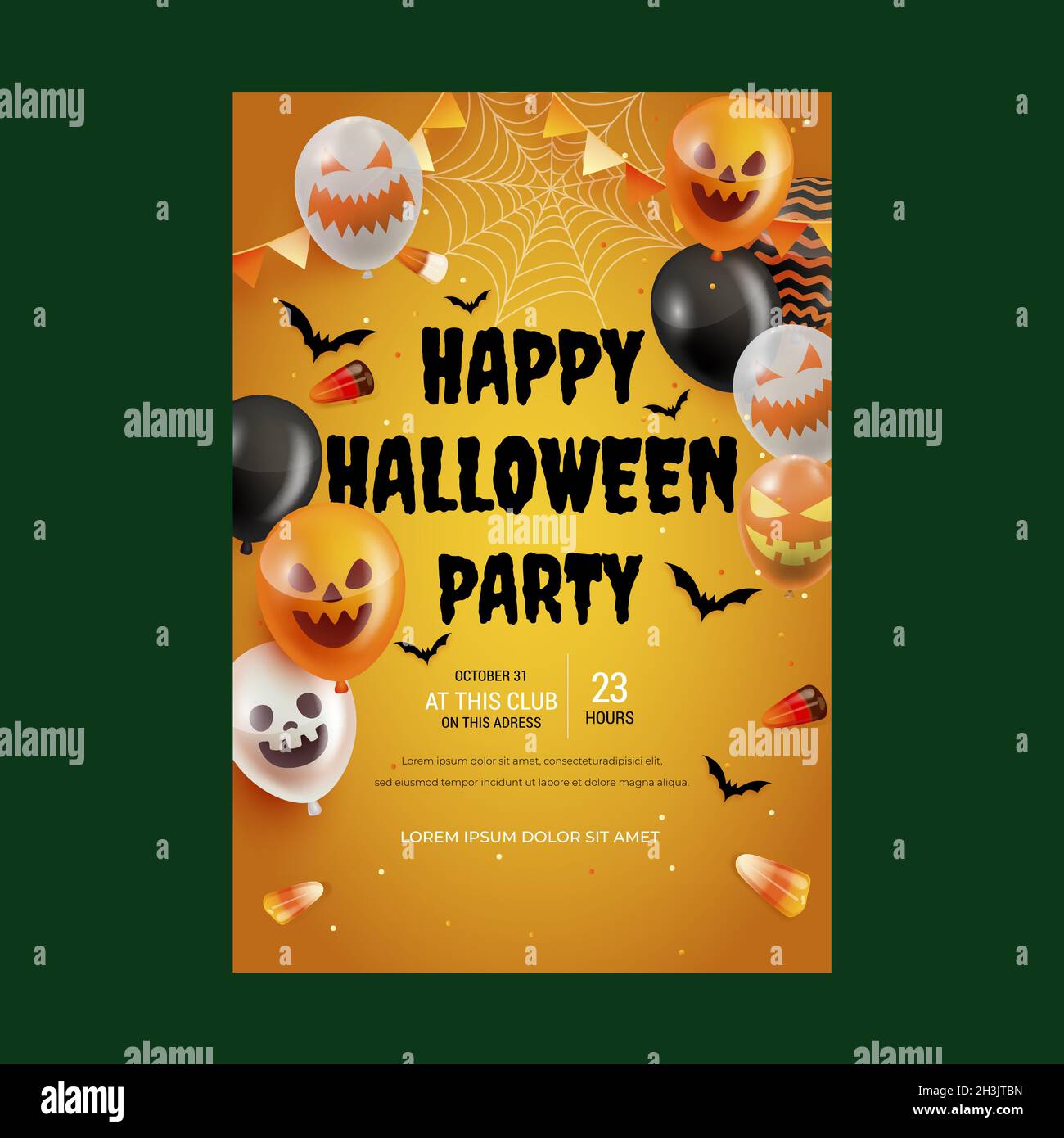 realistic halloween party vertical poster template vector design ...