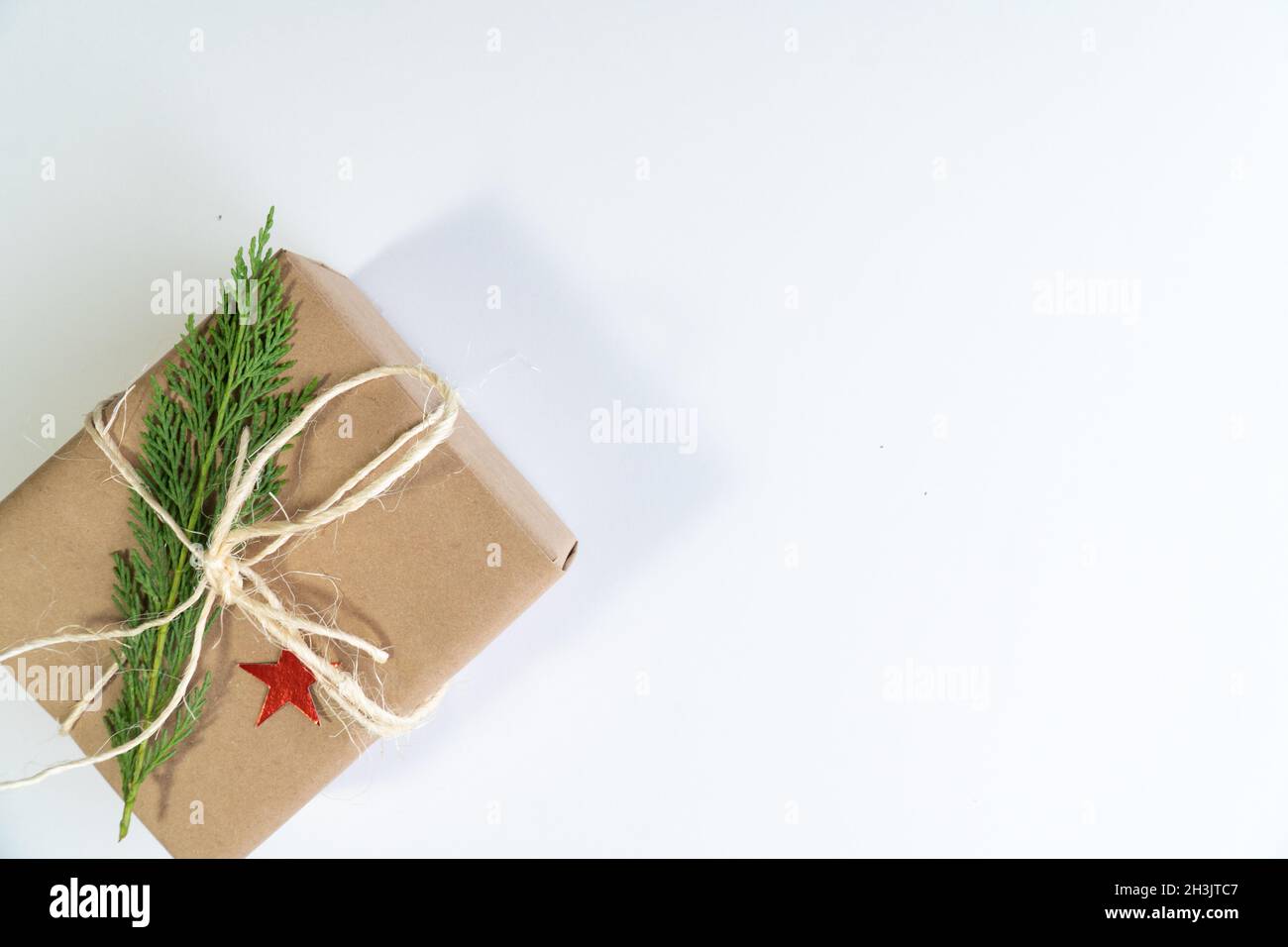 Christmas gift concept, top view Christmas gift concept copy space photo idea on white background Stock Photo