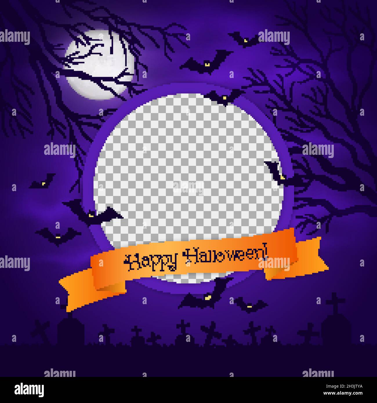realistic halloween social media frame template vector design ...