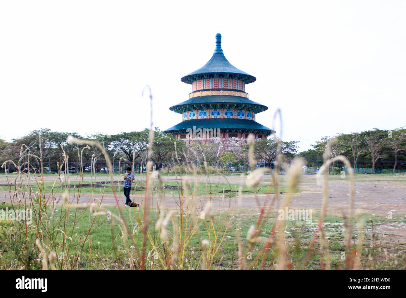 Abandoned pagoda in Surabaya, East Java, Indonesia Stock Photo