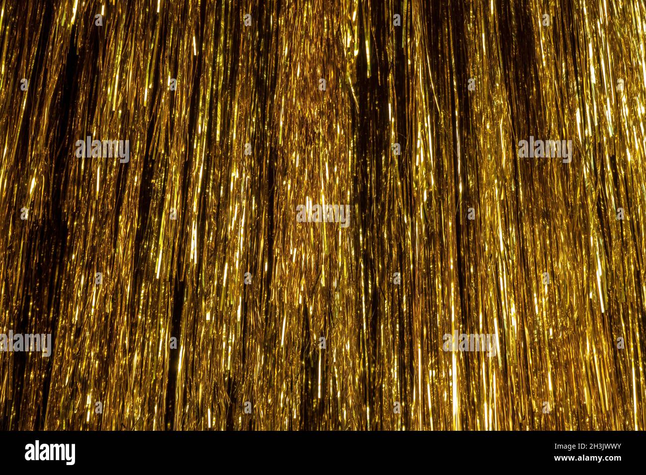 Metallic gold foil tinsel fringe decoration curtain. Birthday, wedding