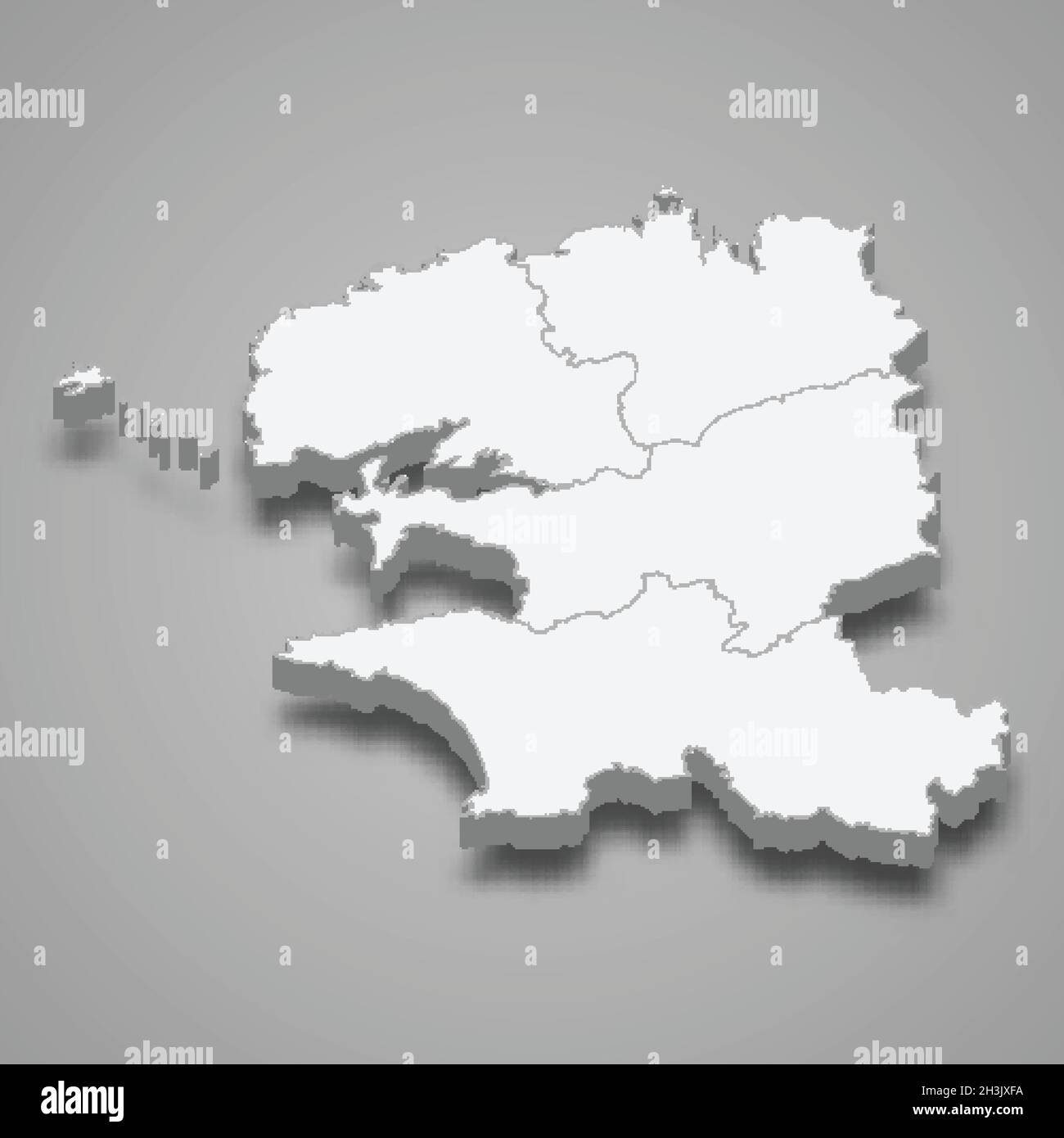 3d isometric map of Finistere is a department in France, vector ...