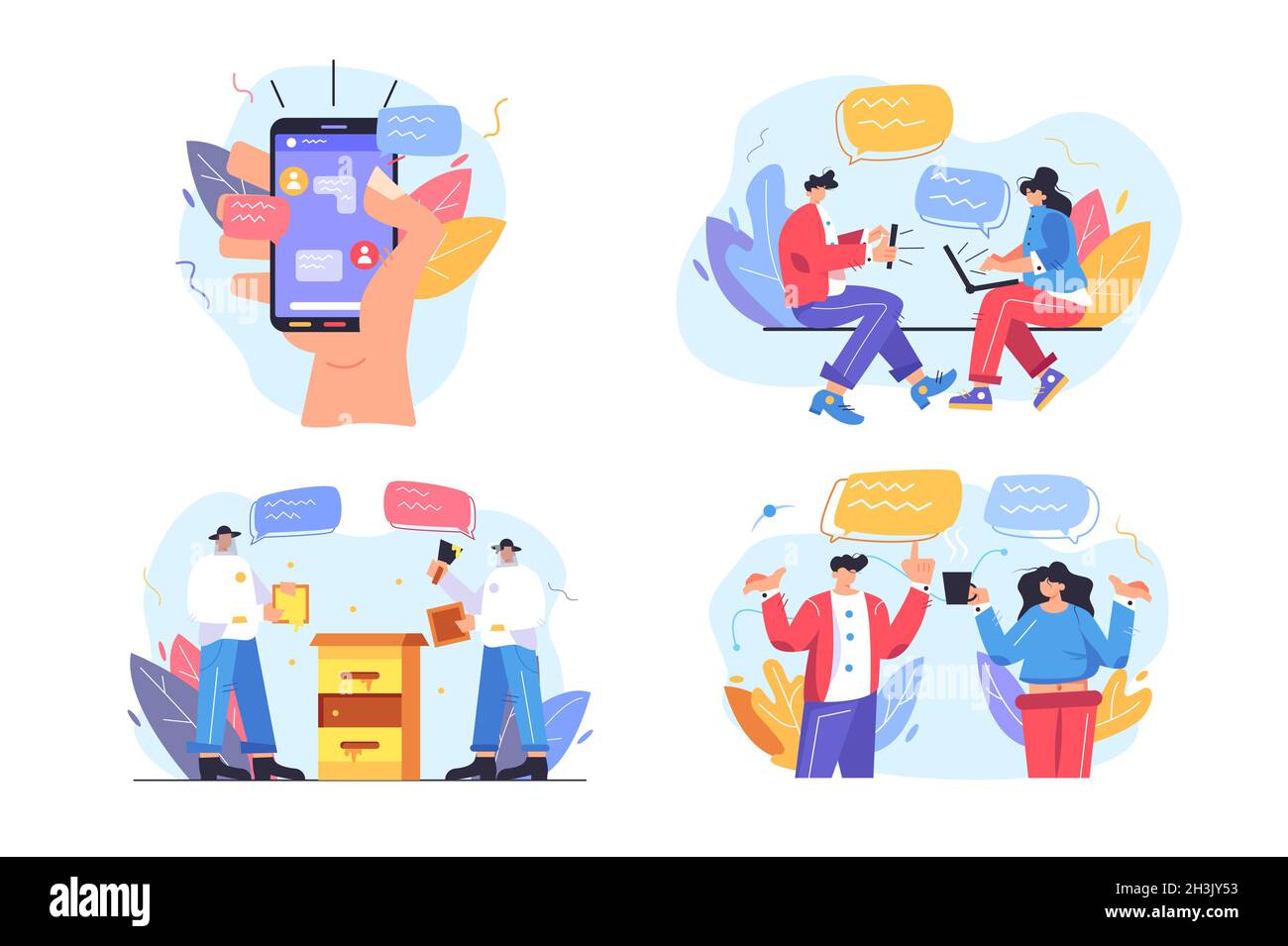 Life and interaction in social media Stock Vector
