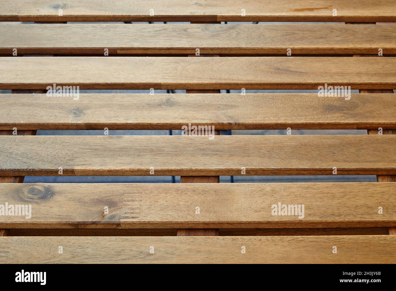 Brown wooden texture from garden table view in perspective Stock Photo