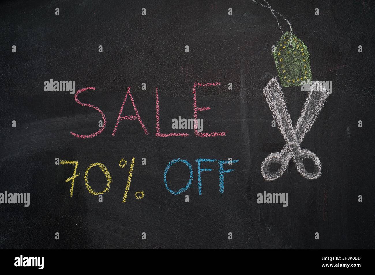 Sale 70% off on chalkboard Stock Photo
