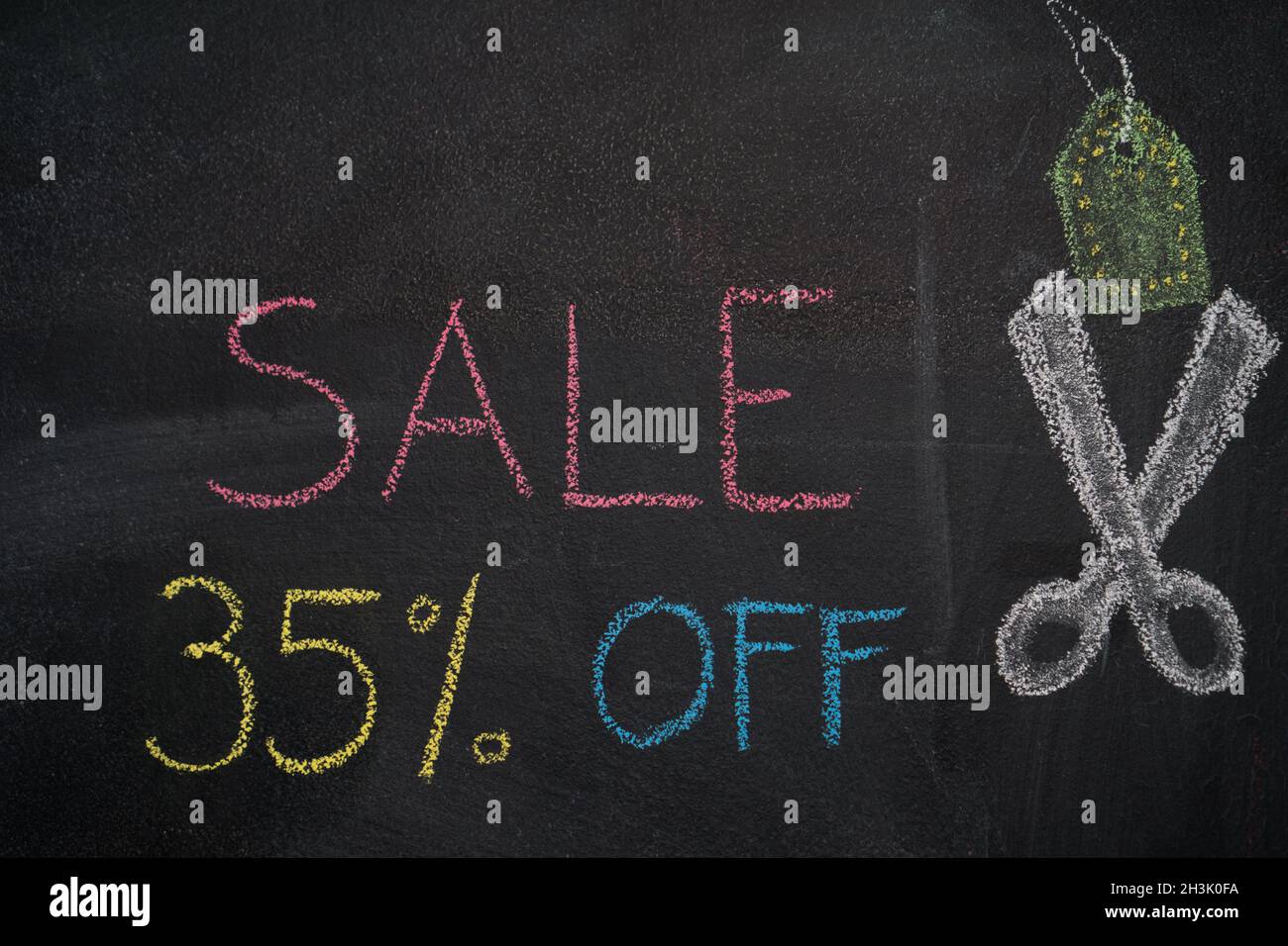 Sale 35% off on chalkboard Stock Photo
