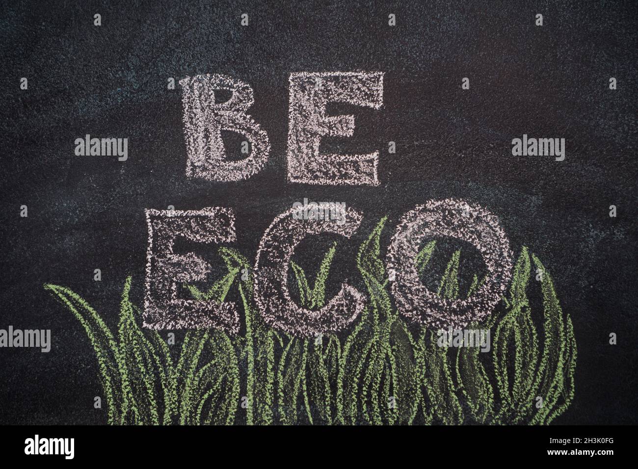 Be eco writing on black chalkboard Stock Photo