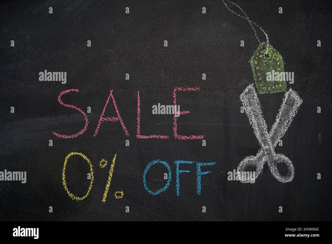 Sale 0% off on chalkboard Stock Photo