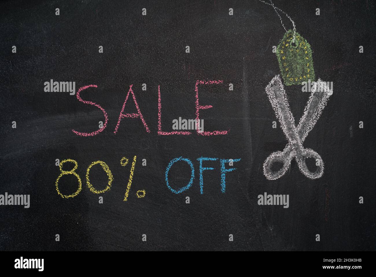 Sale 80% off on chalkboard Stock Photo