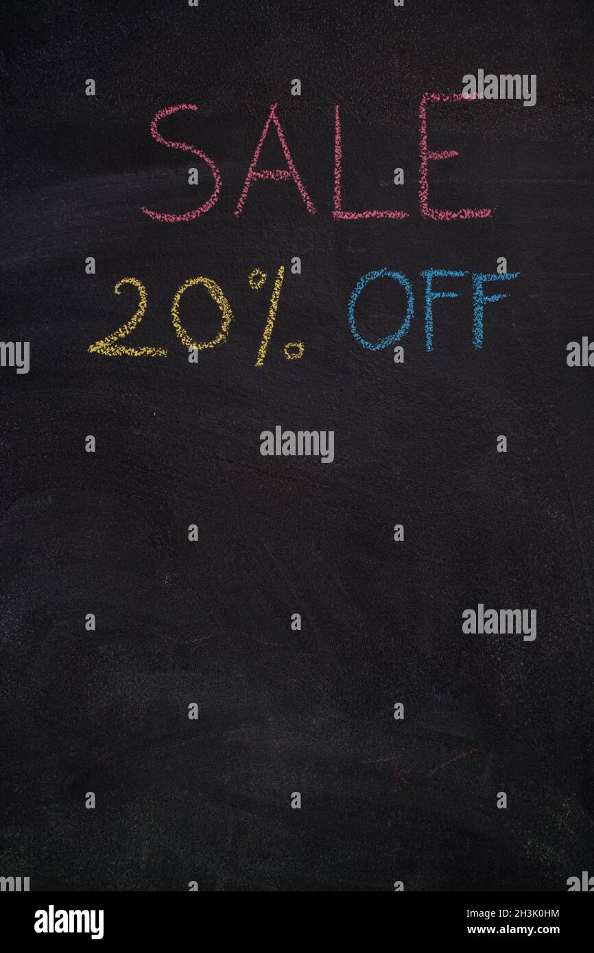 Sale 20% off on chalkboard Stock Photo