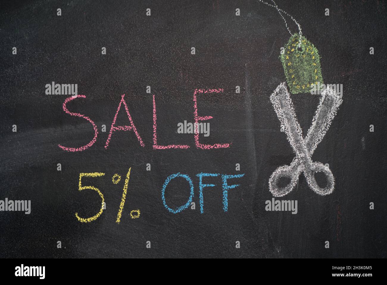 Sale 5% off on chalkboard Stock Photo