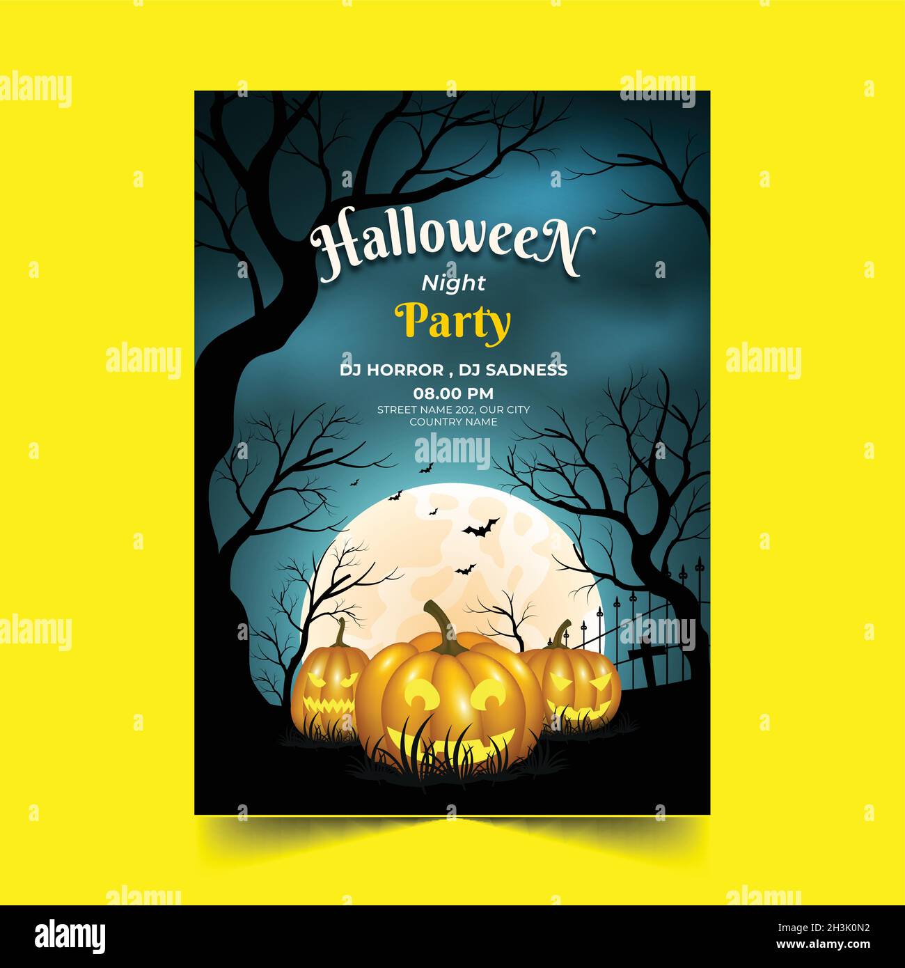 realistic halloween vertical poster template vector design illustration ...