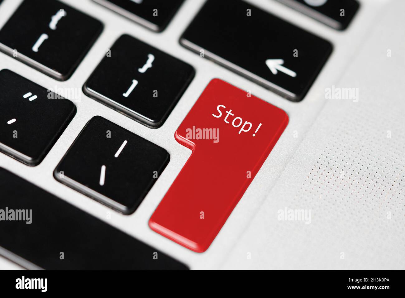 Laptop computer keyboard with Stop! button Stock Photo Alamy