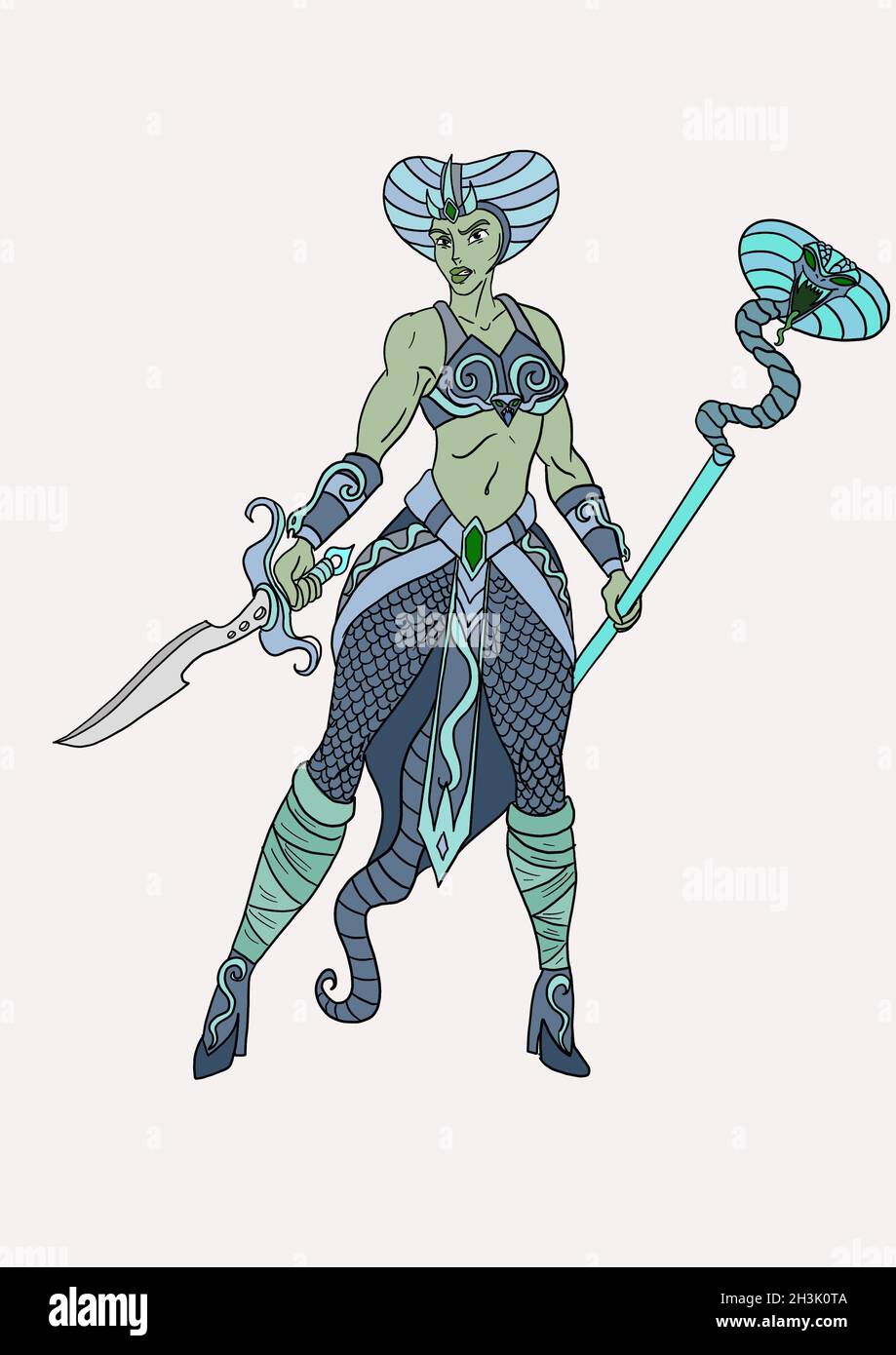 Snake priestess fantasy character illustration art Stock Photo