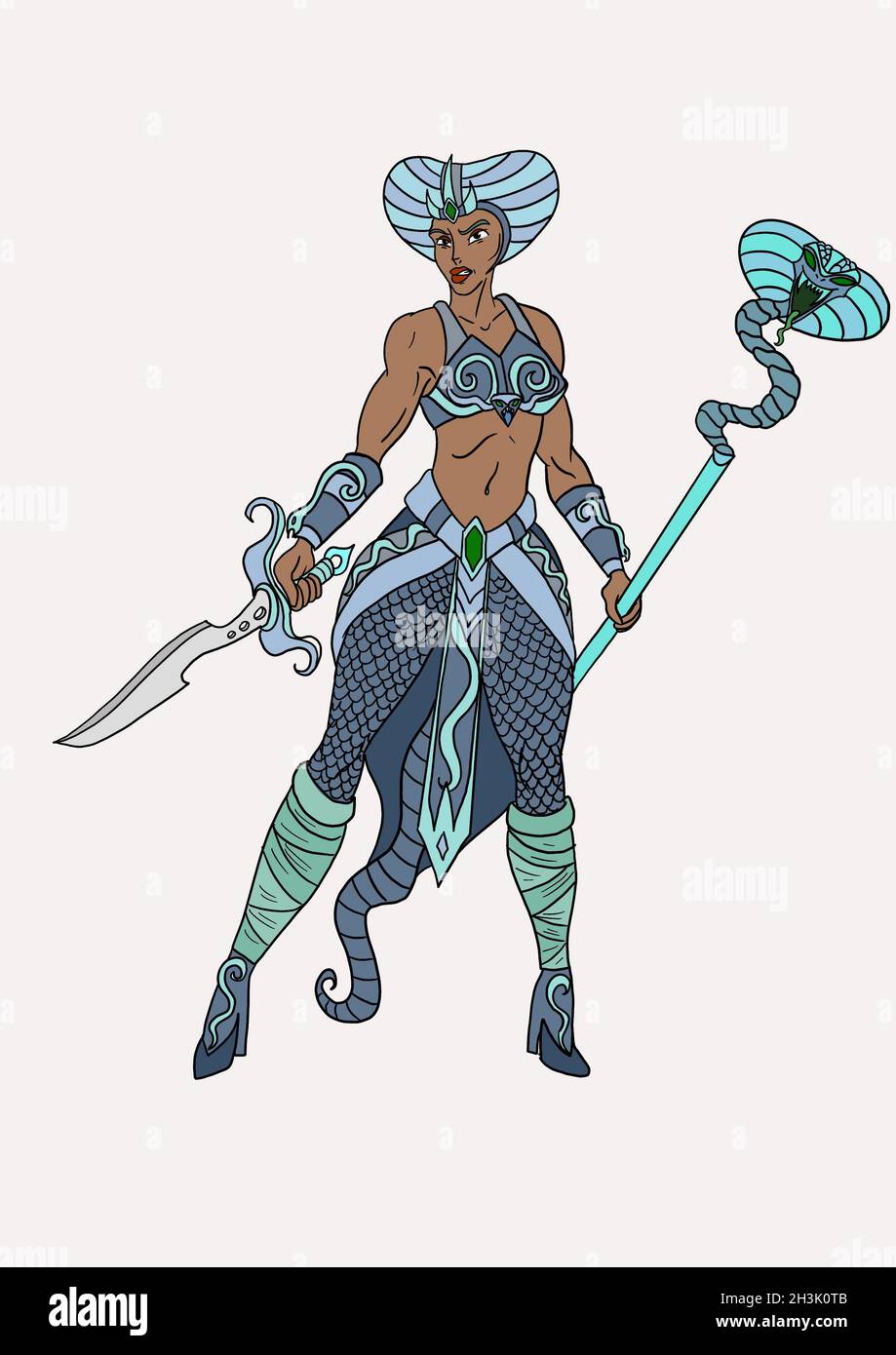 Snake priestess fantasy character illustration art Stock Photo