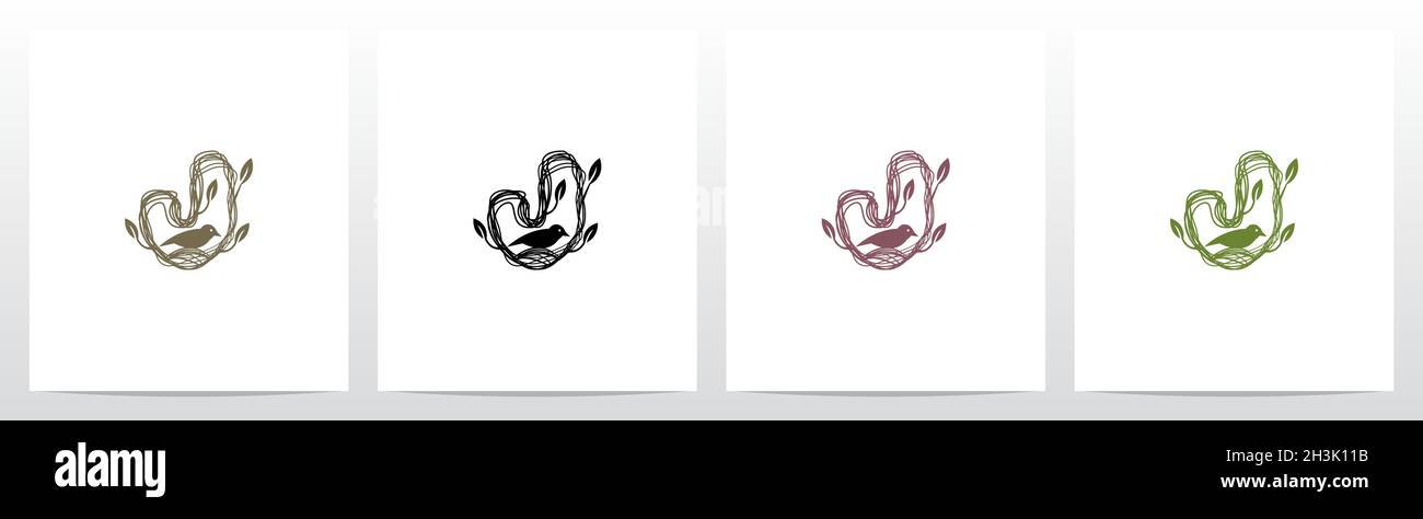 Letter Shaped Nest Logo Design J Stock Vector