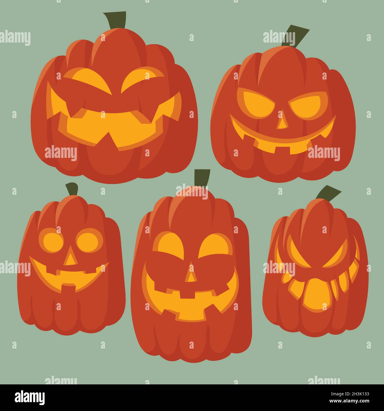 hand drawn flat halloween pumpkins collection vector design ...