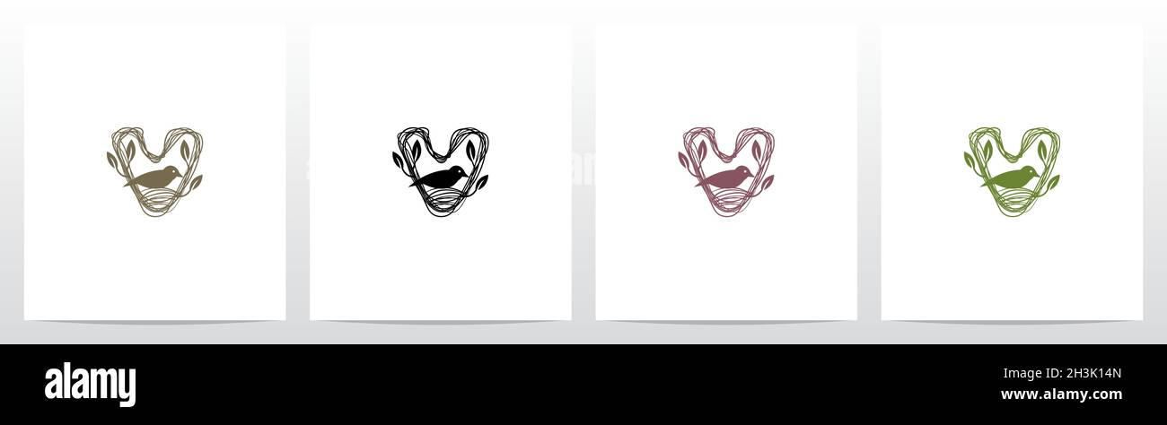 Letter Shaped Nest Logo Design V Stock Vector