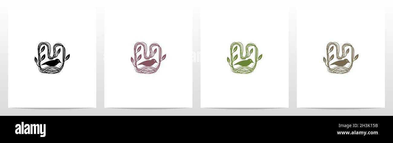 Letter Shaped Nest Logo Design U Stock Vector