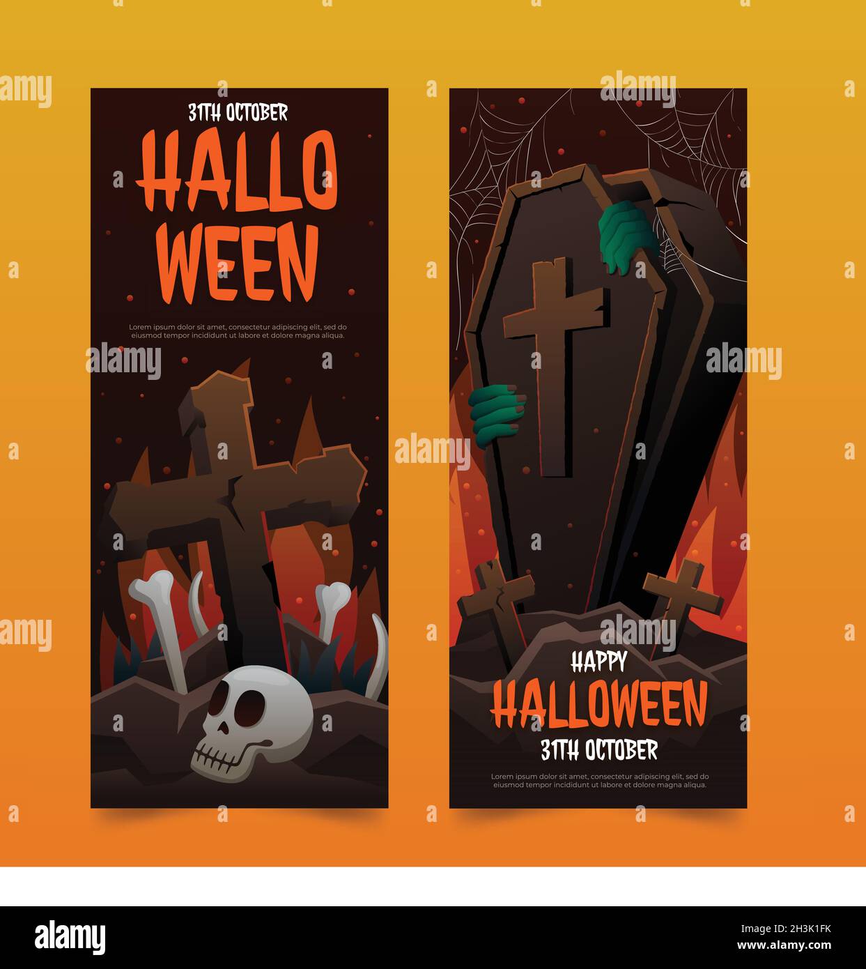 realistic halloween vertical banners set vector design illustration Stock Vector
