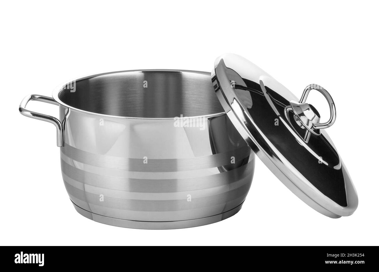 Stainless steel pot isolated on white background Stock Photo Alamy