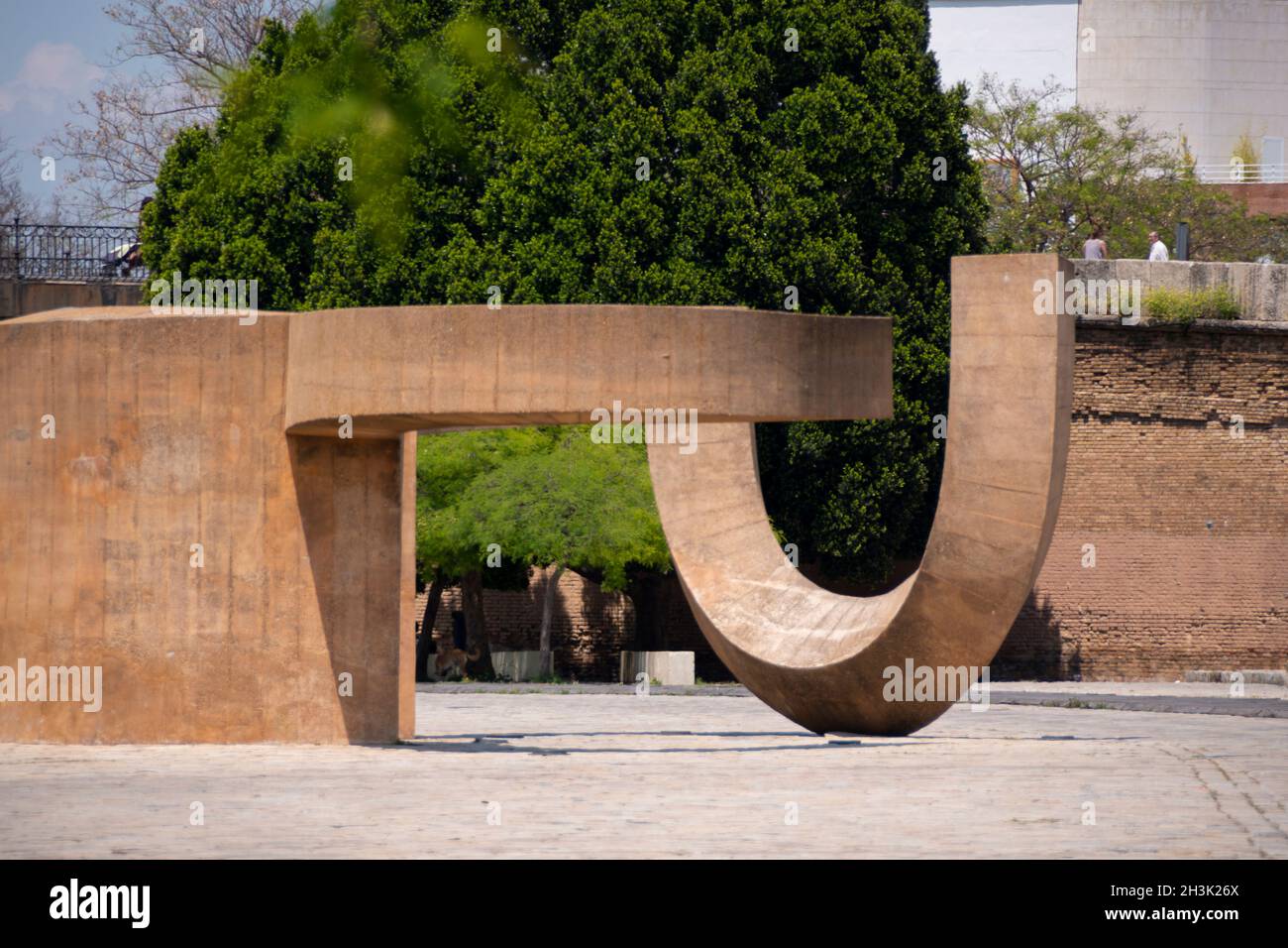 Seville, Spain. Sculpture on the banks of Guadalquivir Stock Photo