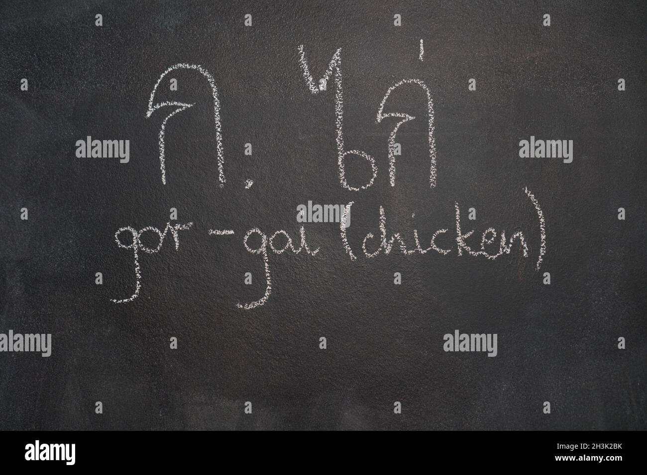 Thai letter written on black chalkboard Stock Photo