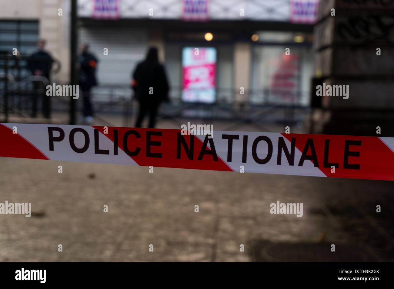 Paris, France 2016. Police establish parameters after terror attack Stock Photo