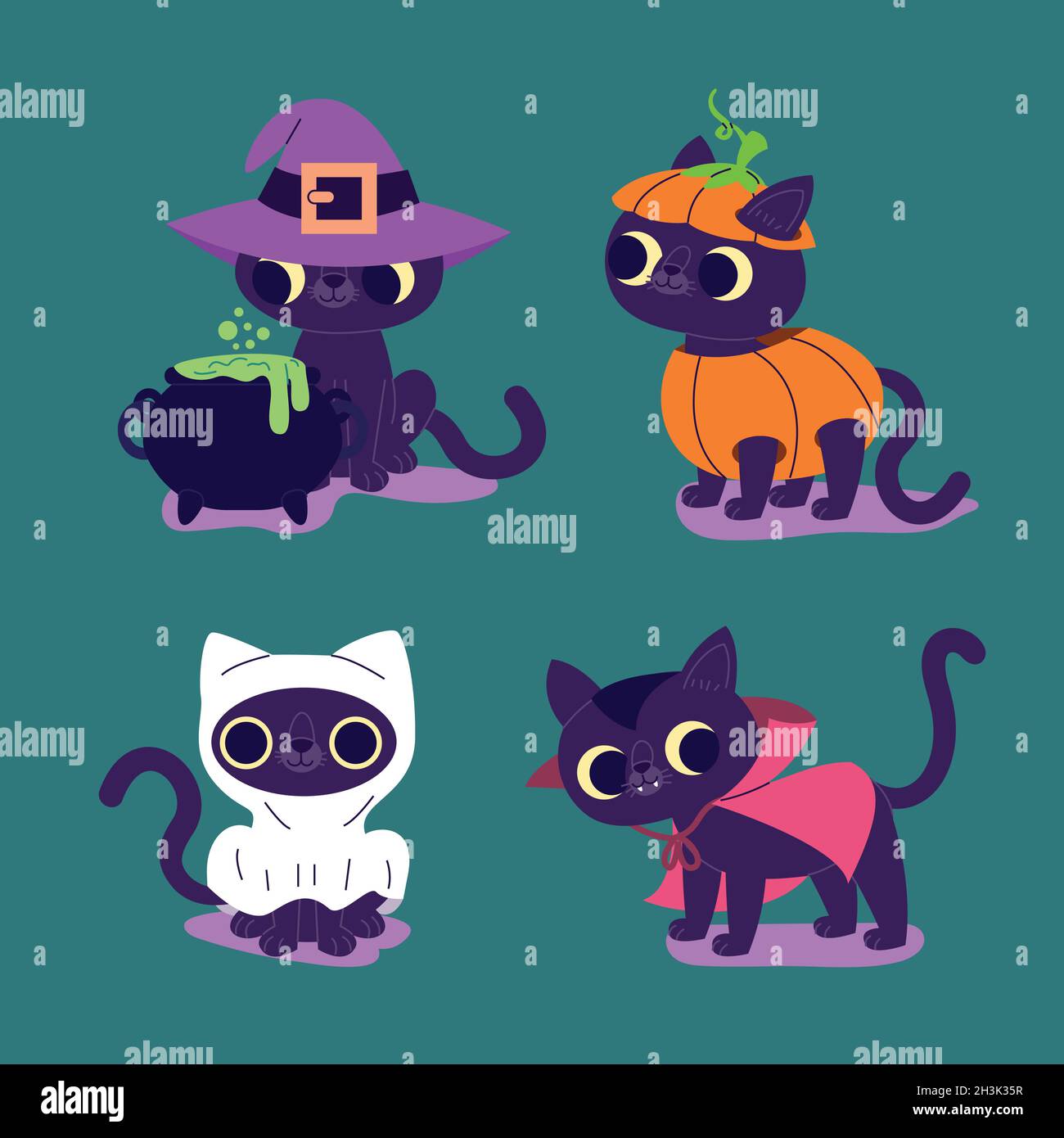 Black cat, halloween icon. Vector illustration, flat design Stock Vector  Image & Art - Alamy