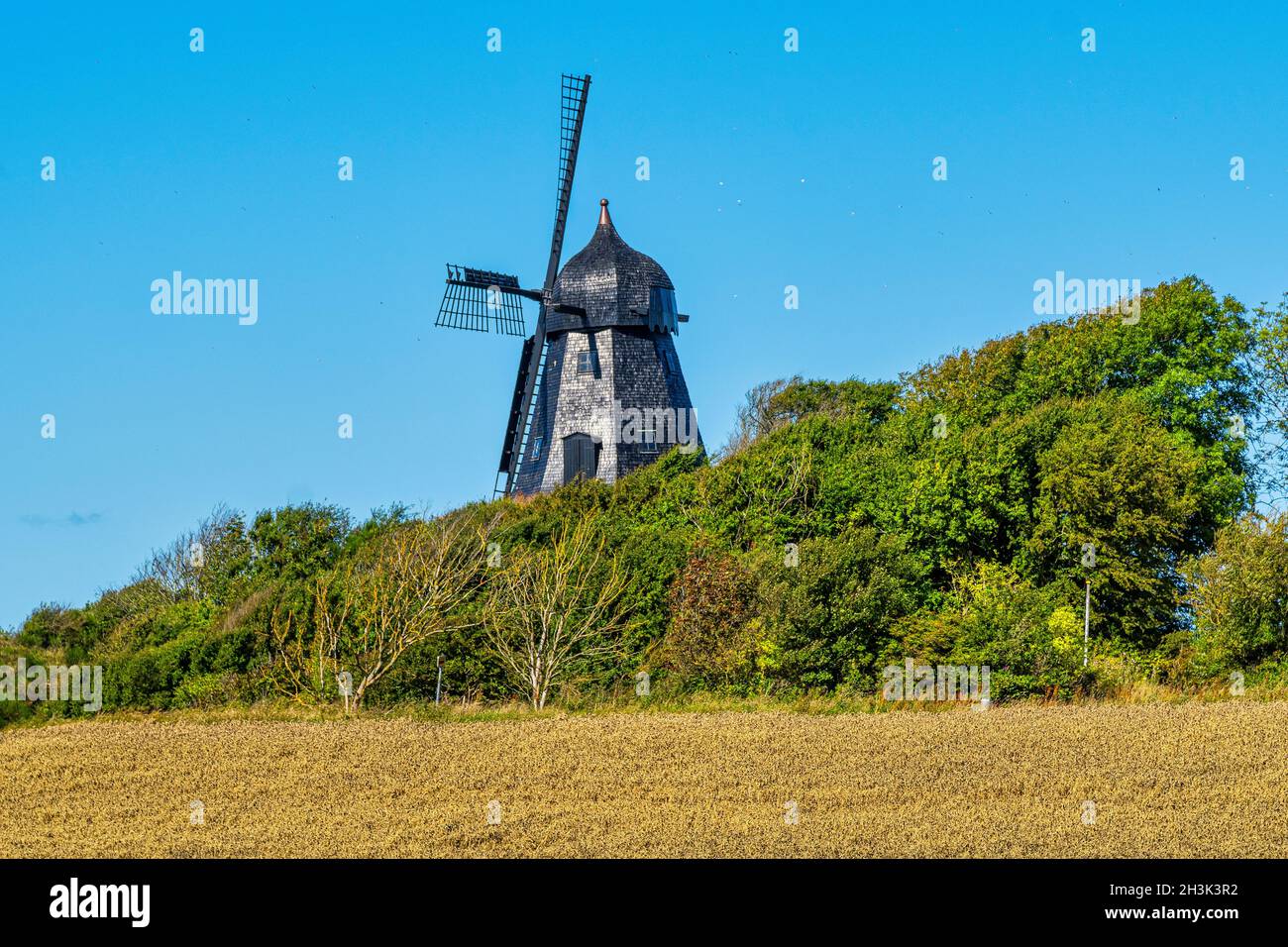 Windmill at Borglum Kloster in northern Jutland Denmark. Børglum Abbey, Hjørring, North Central Jutland, Denmark, Europe Stock Photo