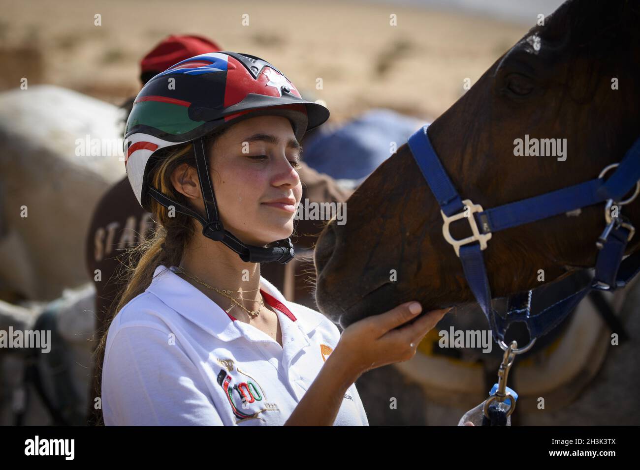 HRH Princess Jalila Bint Ali as guest of honor and member of the Jordanian team during the Gallops of Jordan 2021 at Wadi Rum desert to Petra on October 28th, 2021, in Wadi Rum desert, Jordan - Photo: Christophe Bricot/DPPI/LiveMedia Stock Photo