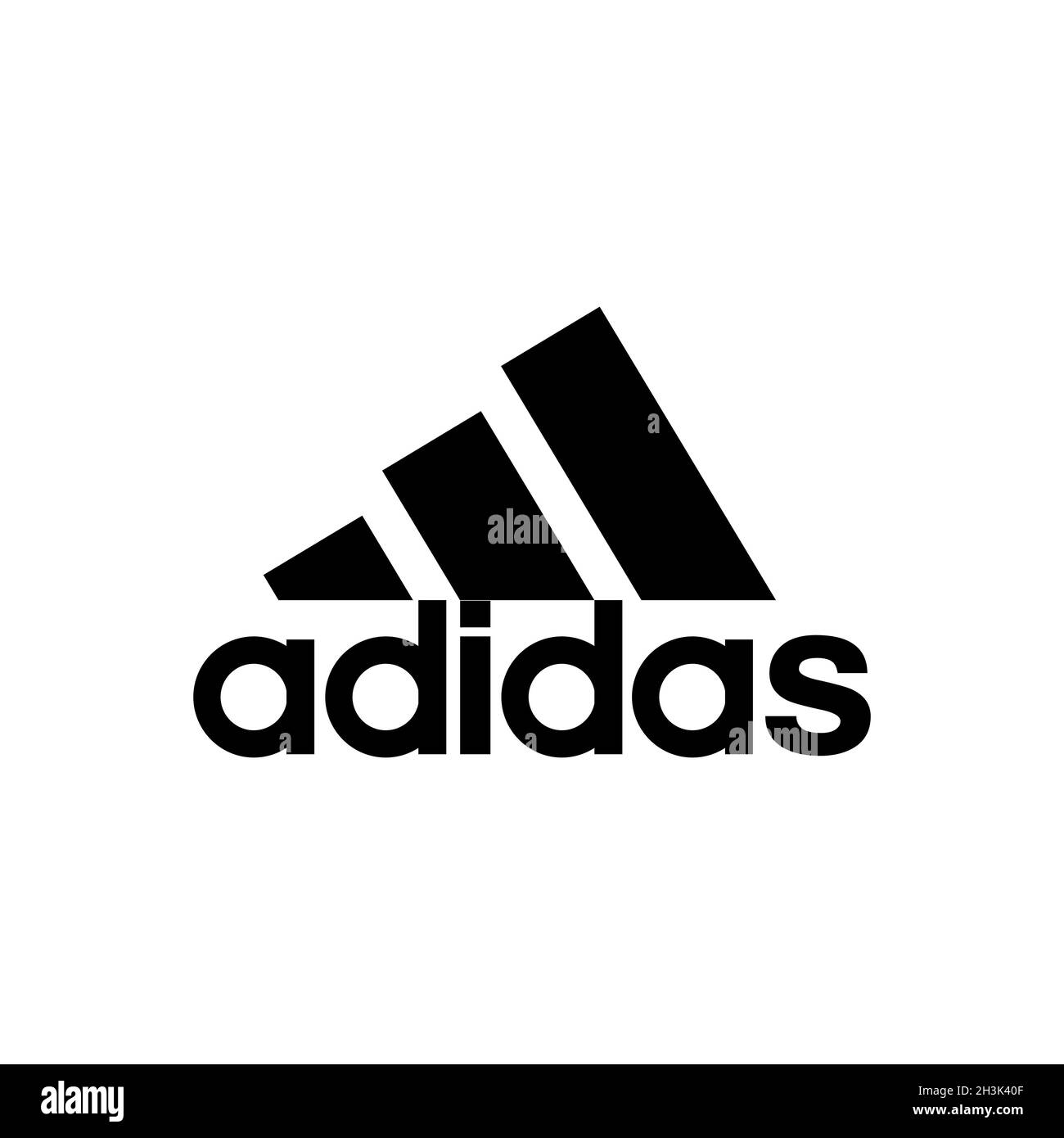 Adidas sport clothing brand logo. Editorial image. VINNITSIA, UKRAINE. JUNE 23, 2021. Stock Vector