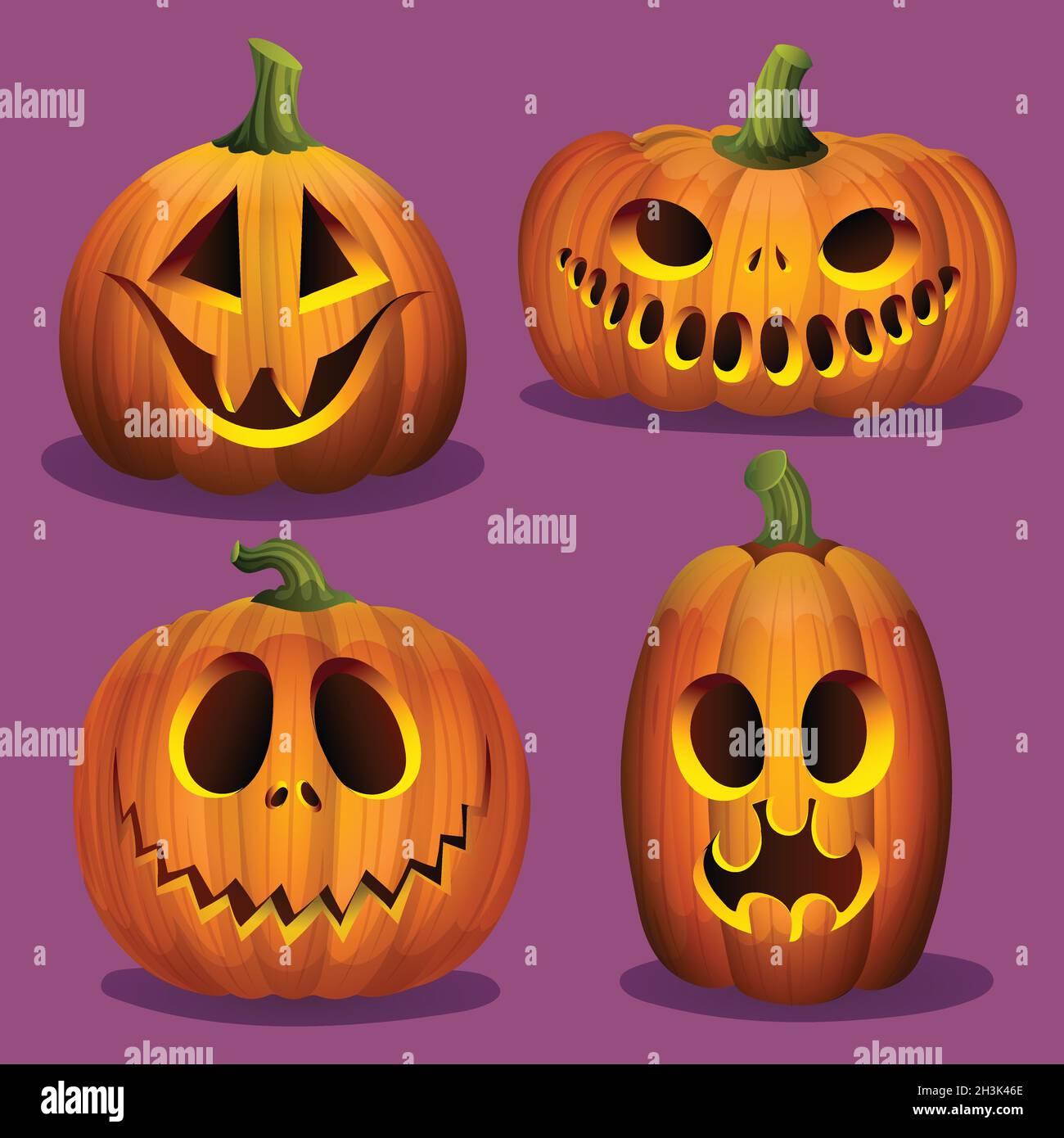 realistic halloween pumpkins collection vector design illustration ...