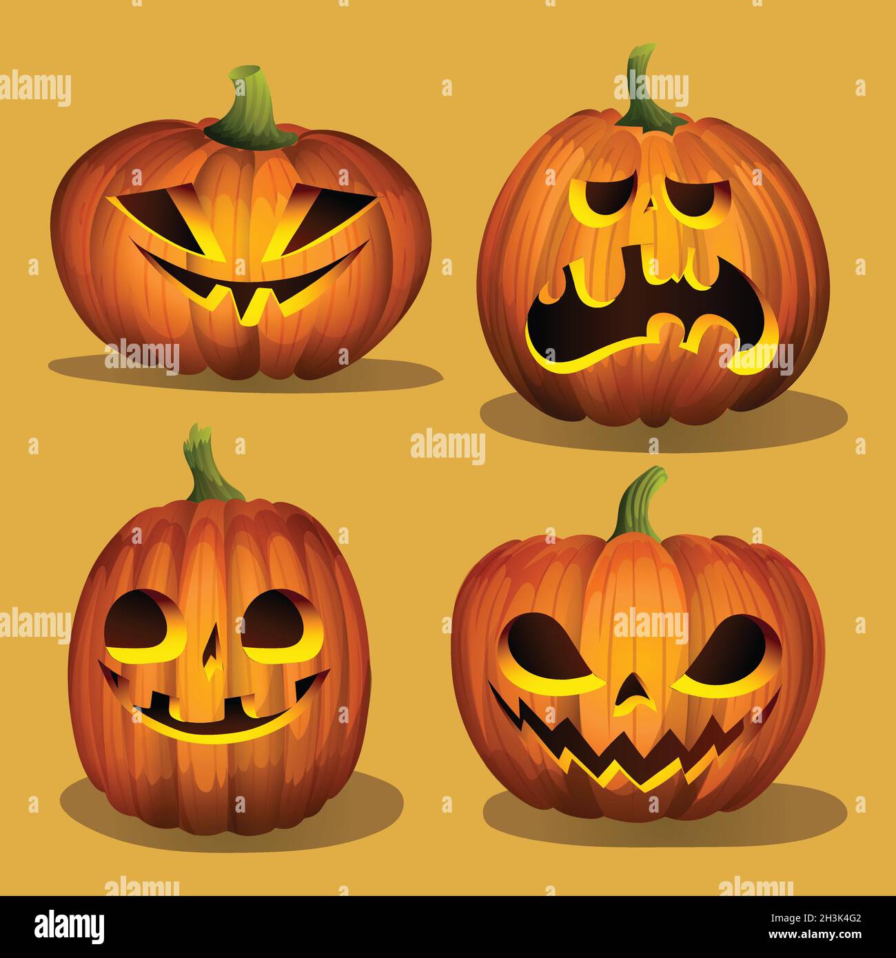 realistic halloween pumpkins collection vector design illustration ...