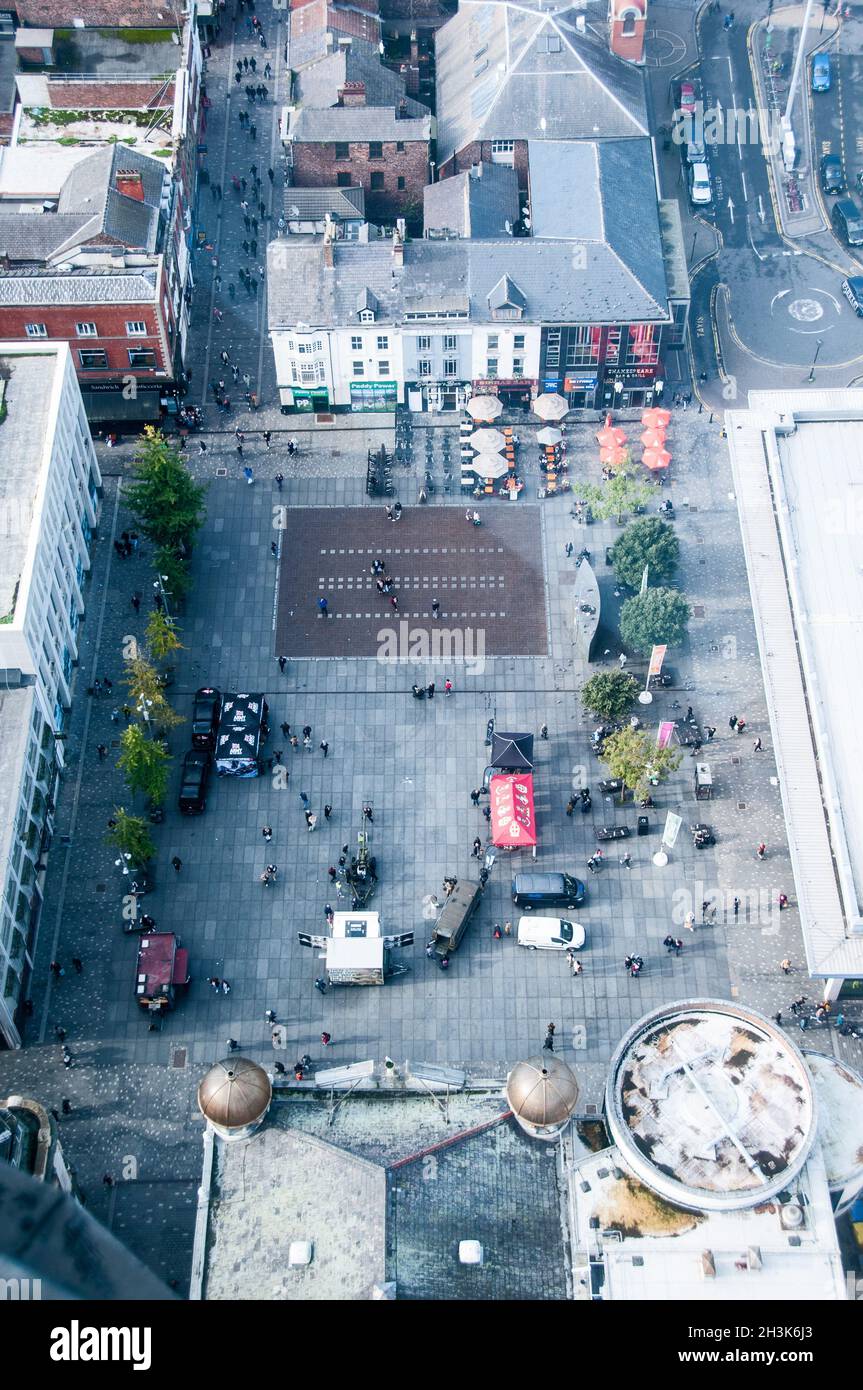 Around the UK - A day out in Liverpool- Views from the Radio City Tower - Williamson Square Stock Photo