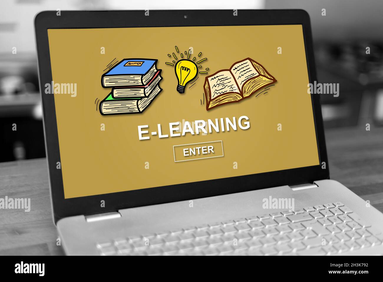 Laptop Displaying Elearning Laptop screen with e-learning concept Stock Photo - Alamy