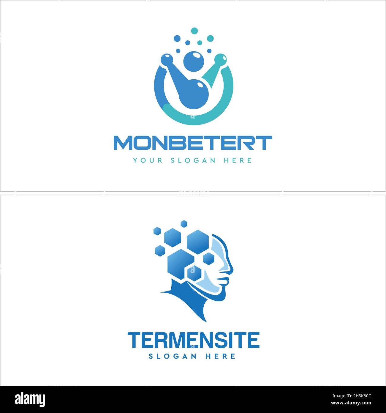Modern science education head tech logo design Stock Vector