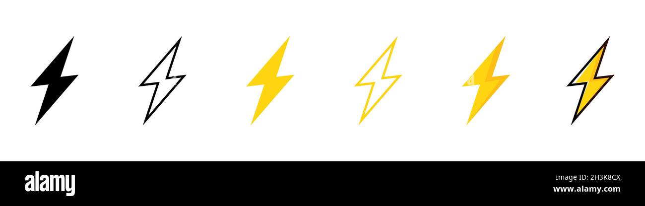 Different flash icon symbol set. Stock Vector