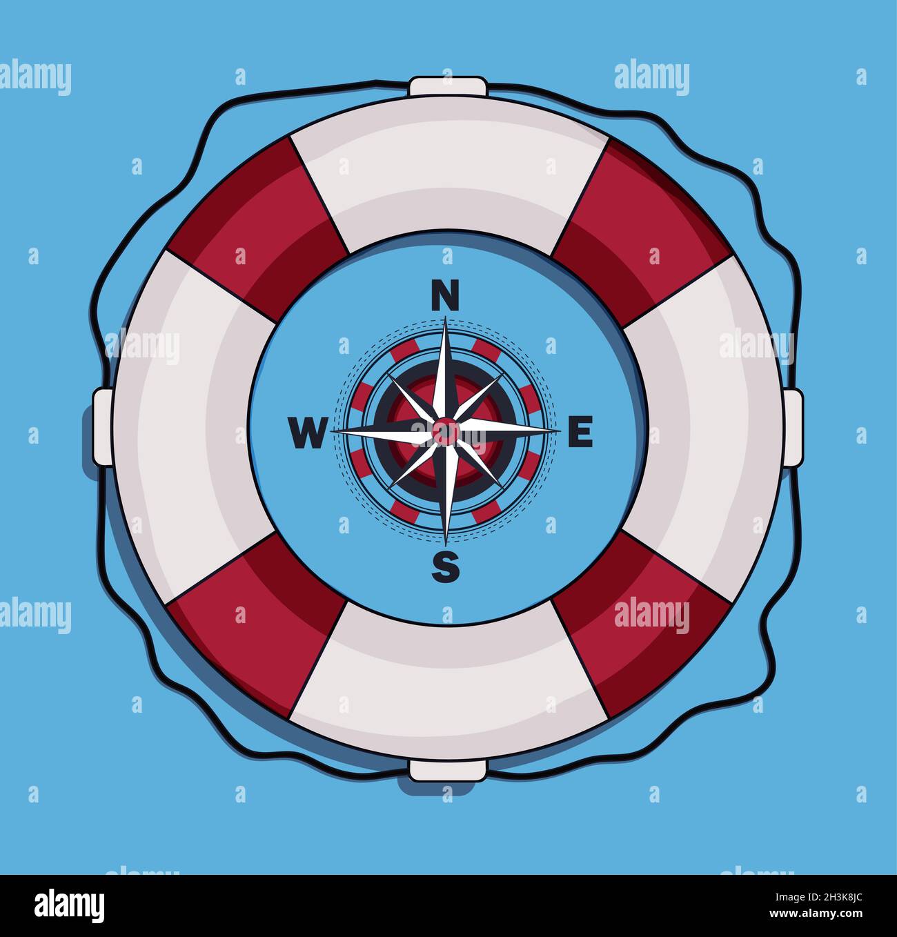 Lifebuoy icon with compass vector Stock Vector