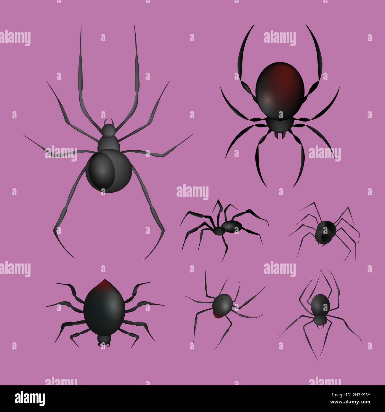 realistic halloween spiders background vector design illustration Stock