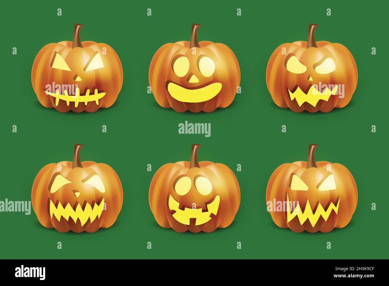 realistic halloween pumpkins collection vector design illustration ...