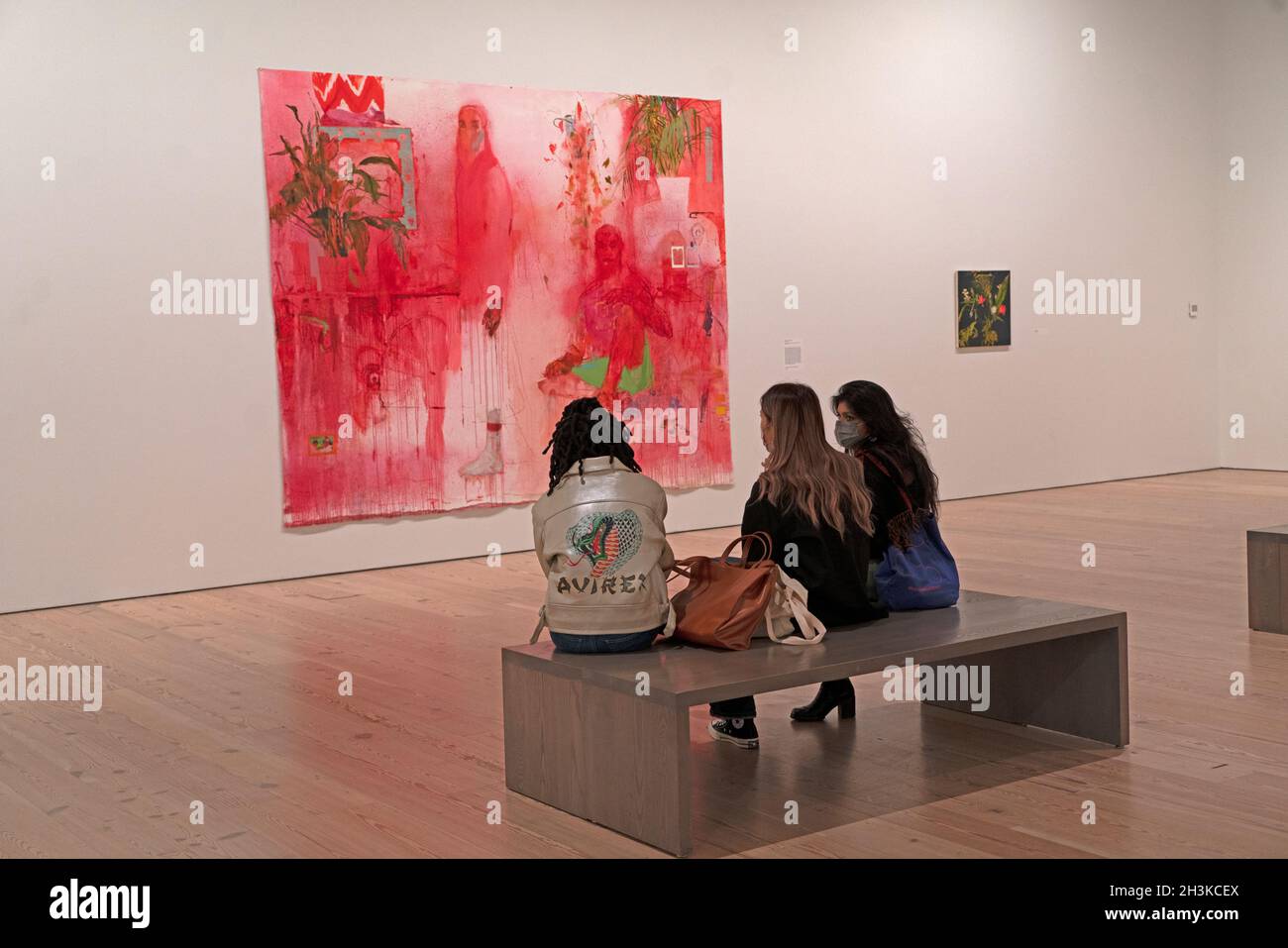 Jennifer Packer’s painting,  “A Lesson in Longing,” is part of an exhibition at the Whitney Museum of American Art in Manhattan, New York City. Stock Photo