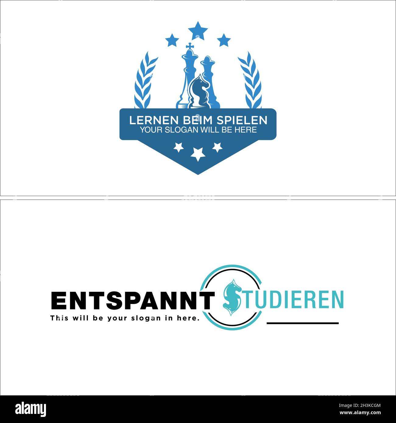 Modern chess horse knight logo design Stock Vector