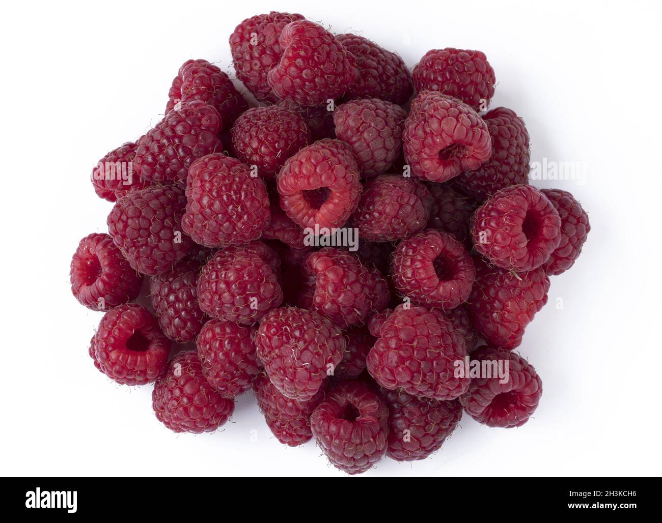 Ripe raspberries isolated on white background Stock Photo